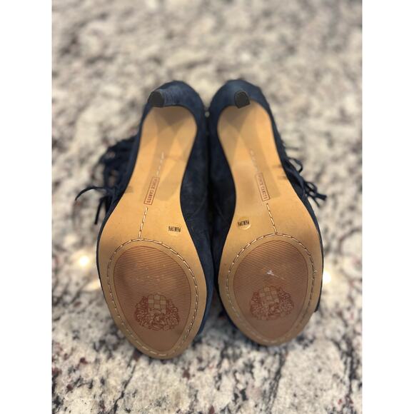 Vince Camuto peep toe suede bootie size 9.5 navy - Picture 7 of 8